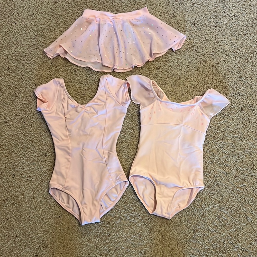 Girls ballet bundle Capezio and Mirella leotards. Bloch skirt.